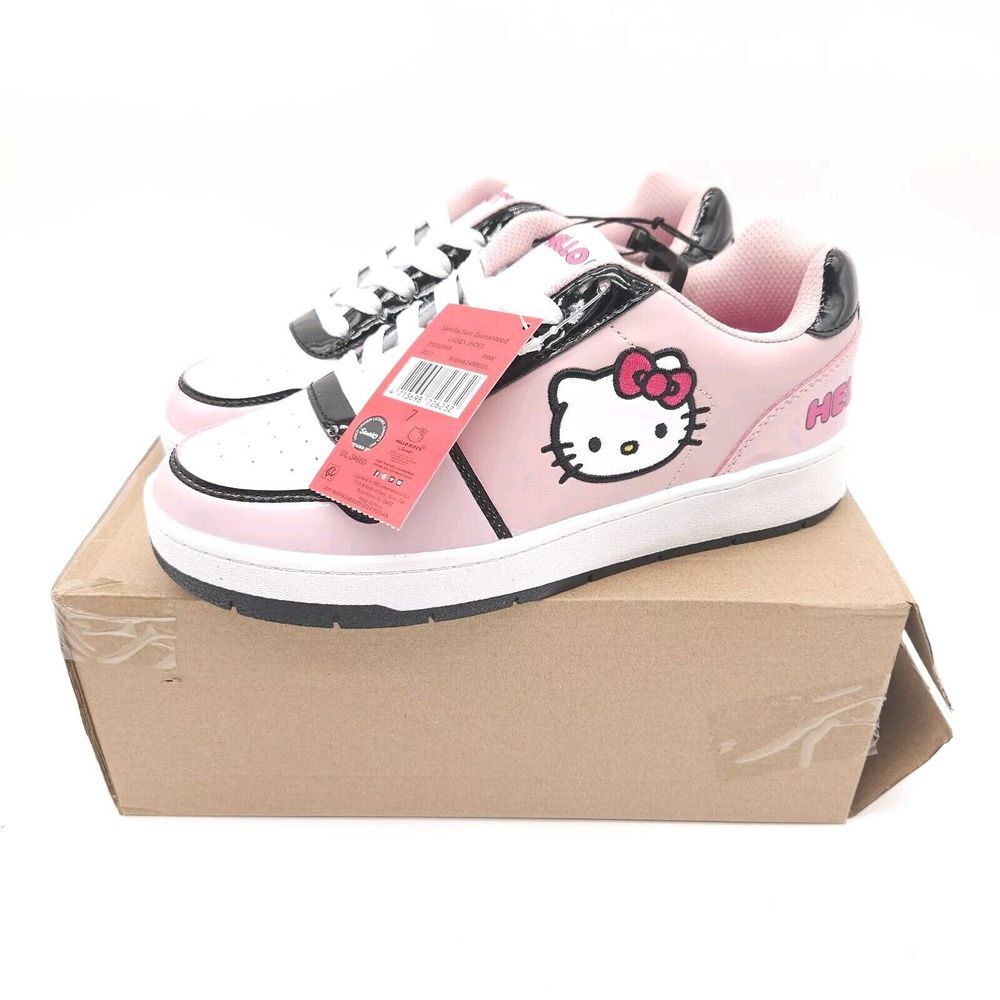 Hello Kitty Sanrio (Womans Size 7) Lace Up Shoes‎ Pink Court Casual Sneakers
